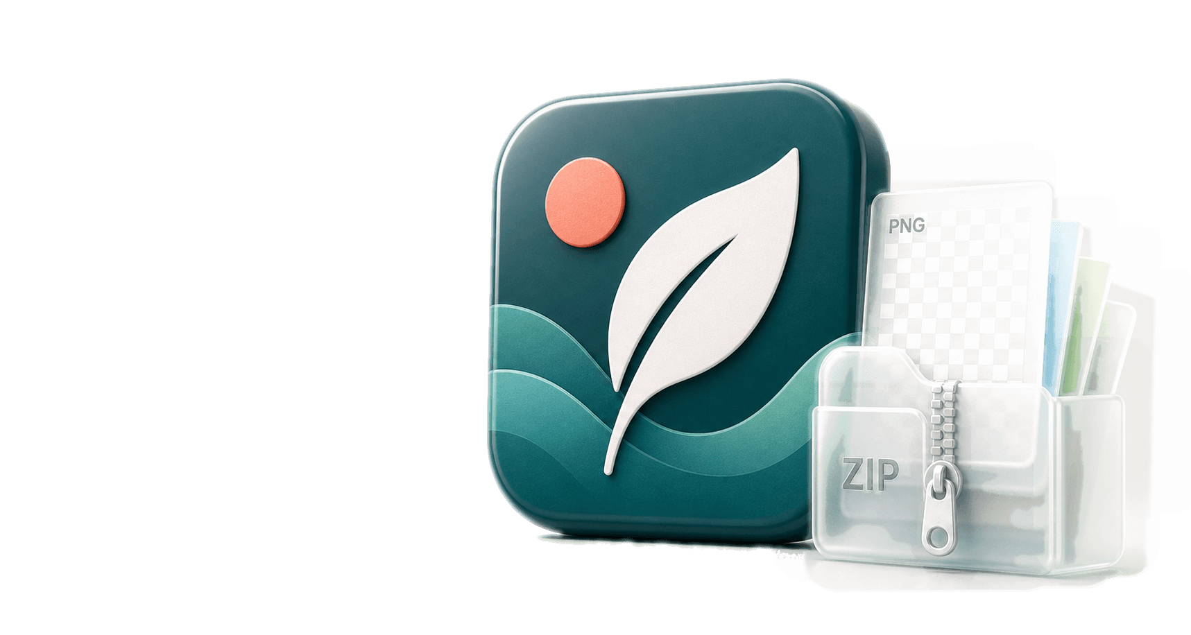 App icon asset package visual showing one source icon exported into store submission, Xcode, and Android launcher files.